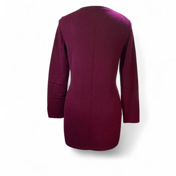 Charter Club 100% Cashmere Burgundy Button-Up Cardigan Slim Fit S/M - Picture 2 of 5